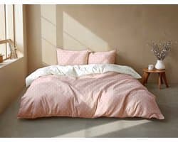 Zohome Dekbedovertrek Punta Di Cotone - Roze - Lits-jumeaux - Dekbedhoes van 100% Katoen - Punten - 260x220 + 2 slopen 60/70 cm