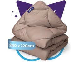 Slaapspeciaal eazydekbed Essential 240x220 cm - BRUIN - Dekbed Zonder Overtrek – Gekleurd Dekbed – Hoesloos Dekbed - Wasbaar Dekbed - Luxe Gelvezels - Anti-Allergisch & Perfect Voor Elk Seizoen - Lits Jumeaux