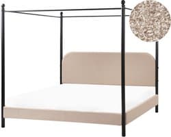 BELIANI DANNEMOIS - Tweepersoonsbed - Taupe - 180x200 cm - Bouclé