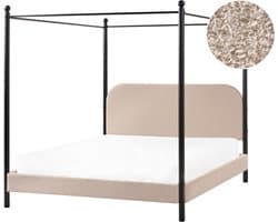 BELIANI DANNEMOIS - Tweepersoonsbed - Taupe - 160x200 cm - Bouclé