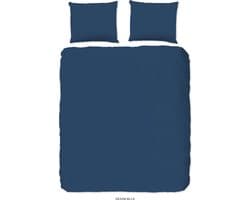 Good Morning dekbedovertrek effen kleur - Lits jumeaux 240x200/220 cm - Denim - 100% Katoen renforce