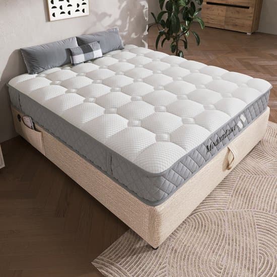OKWISH Matras 160x200 cm - Orthopedisch 7-Zone Pocketveren - H3 Middelfirm - Zonder Opbergruimte - Voor Rug- en Zijslapers - Koudschuim;Pocketveren - Wit
