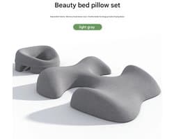 Beauty Bed Pillow Set - Lichtgrijs traagschuim massagekussen voor aan het bed, niet-compressieve gezichtsmassage/borstkussen