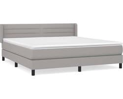 vidaXL - Boxspring - met - matras - stof - lichtgrijs - 160x200 - cm