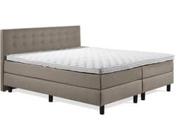 Boxspring Luxe 180x200 Knopen Taupe Lederlook