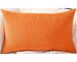 Gooi Kussenhoezen - Kussenovertrekken Ribfluweel - Woonkamer Decoreren - Zachte Corduroy Stof - 60x70 cm - Oranje