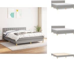 vidaXL Boxspring - Boxsprings - Bed - Slaapmeubel - Boxspring met matras stof lichtgrijs 160x200 cm