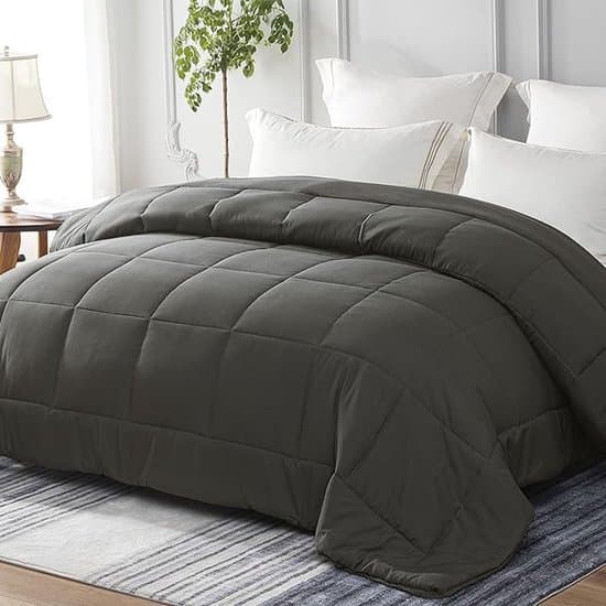 All-season dekbed 220x240 cm in donkergrijs, ademend en zacht microvezel