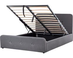 BELIANI RENNES - Bed met opbergruimte - Donkergrijs - 140x200 cm - Polyester