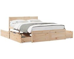 Tweepersoonsbed | Dubbelbed | Volwassenenbed | Bedframe zonder matras massief grenenhout 120x200 cm