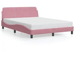Tweepersoonsbed | Dubbelbed | Volwassenenbed | Bedframe met hoofdeinde "Dover" 120x200 cm fluweel roze
