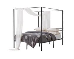 Hemelbed Queen Size - Metalen Bedframe - Draagvermogen 363 kg - Stalen Lattenbodem - Opbergruimte Onder Het Bed - Geen Boxspring Nodig - Zwart