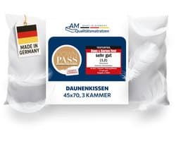 DormiGood - Premium donskussen 45 x 70 cm 100% natuurlijk - 3 compartimenten hoofdkussen 80x80 1080g extra zacht - Hoogwaardig inlegwerk van katoen