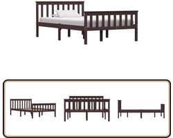 vidaXL Bedframe - Massief Grenenhout - 120x200 cm Modern Bed - Grenenhout Bed - Massief Hout Bed - Bruine Bed - Tweepersoons Bed