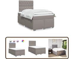 vidaXL Boxspring met matras stof taupe 120x190 cm