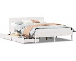 vidaXL - Bedframe - zonder - matras - massief - grenenhout - wit - 120x190 - cm