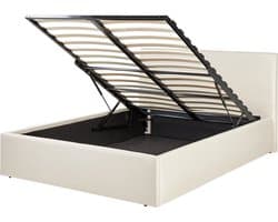 BELIANI ORBEY - Bed met opbergruimte - Lichtbeige - 120 x 200 cm - Polyester