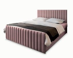 Boxspring ARION 140x200 cm met matras en topper, bedkasten - Roze