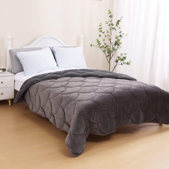 Velvet Sherpa Comfort Dekbed - 140x200 cm - Grey - All Year