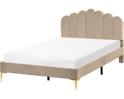 BELIANI SAUVIAN - Bed - Taupe - 120 x 200 cm - Fluweel