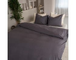 Kayori Showa Dekbedovertrek Flanel - 200x200-220 + 2 slopen - Tweepersoons - Antracite