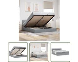 vidaXL Boxspring Bed - Ottoman Bed - Ottoman bed met matras 180x200cm stof lichtgrijs - Slaapcomfort - Opbergbed - Tweepersoonsbed