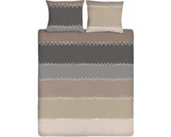 Ten Cate Dekbedovertrek - Dekbedovertrek 200 x 200 tweepersoons - Dekbedovertrekken - Dekbedovertrek 200x220 - Zigzag Taupe