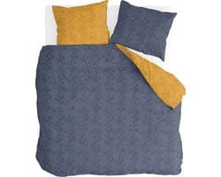Walra Dekbedovertrek Little Twigs - 240x220 - Donker Blauw / Okergeel - 100% Katoen