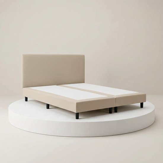 Boxspring DreamLux - 180x220 Zonder matras - Beige Glad - BalBedden