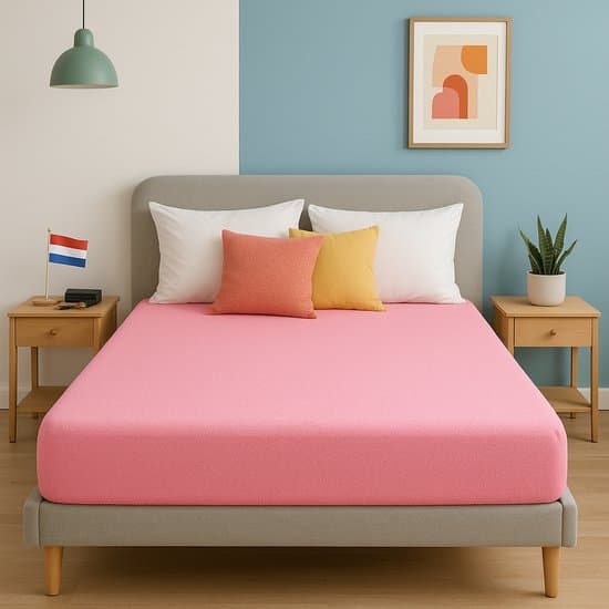 Saphira ESSENTIALS Badstof Hoeslaken – Roze – 180x200 cm – 30 cm Matrashoogte – 80% Katoen / 20% Polyester – 360° Rondom Elastiek – Luxe Comfort & Perfecte Pasvorm