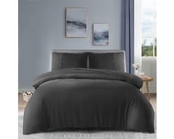 Dekbeddenwereld- Ultiem zacht velvet- velvet diamond - dekbedovertrek- Lits Jumeaux- 240x200/220 - Antraciet