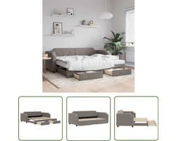vidaXL Slaapbank met onderschuifbed en lades taupe Slaapbank - Sofa Bed - Tweepersoonsbed - Opbergruimte - Multifunctioneel Meubilair