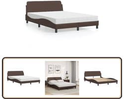 vidaXL Bed met matras kunstleer bruin 140x200 cm