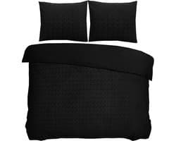 Husch - Micromink Fluweel Dekbedovertrek - 240x220 - Greek Zwart - Superzacht jacquard fluweel
