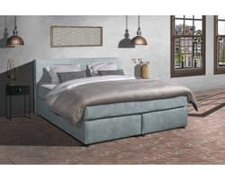Anno 1588 - Boxspring Amsterdam - Pocketvering - IJsblauw - 140x200 cm - Inclusief Dekbed en Kussens