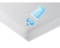Waterdicht Matras Topperbeschermer-Hoeslaken-Molton-flanel-100% katoen -Antibacteriëel-Rondom Elastiek-Wit-2Persoons-160x220-Hoekhoogte tot 15cm
