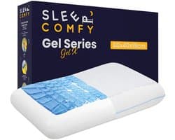 Sleep Comfy - Gel Traagschuim Serie - Hoofdkussen met koelgel - Traagschuim Hoofdkussen - Hoofdkussen Slaapkamer - Anti Nekklachten - Gel - X | 60x40x16 cm