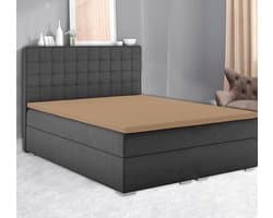 Saphira - Topper Jersey Hoeslaken - Strijkvrij - Rondom Elastiek - Rekbaar - 100% Zachte Brushed Katoen - 180x200/220 +18cm - Taupe/Zand