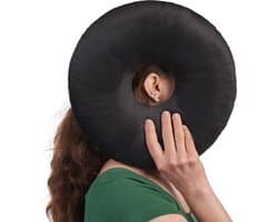 Piercing Kussen - Donut Kussen Met Gat Voor Oor - Hoofdkussen Zijslaper - Verstelbare Vulling - 29x29 cm - Ringkussen - Piercingkussen - Hoofd Kussen - Zijslaper Kussen - Zwart