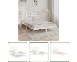 vidaXL Houten Bedframe - Wit Bedframe - Bedframe massief hout wit 120x200 cm - Massief Grenenhout Bed - Bedframe 120x200 - Stabiel Bedframe