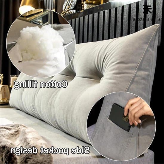 Wigkussen - Leeskussen Rugsteun - Ontspannen Lezen - Ergonomisch Driehoek - 60x35x20 cm - Grijs