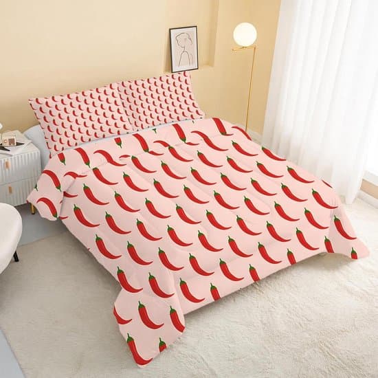 Dekbed Zonder Overtrek - Quilt Dekbed - Comfortabel Slapen - Omkeerbaar Abstract Patroon - 200x200cm - Roze Rood