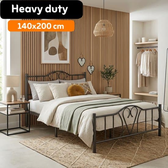 AirSleeperz® heavy duty metalen bedframe Eva Kleur zwart - Afmeting 140x200 cm - Voor 2 personen - Draagkracht 600 kg