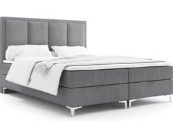 Meuba Home - Jersey Boxspring - Grijs - 140x200 - Stof - Met topper 8cm
