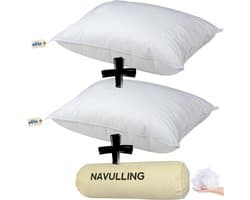 Bafra Hoofdkussen - Hoofdkussen Set van 2 - + gratis zak vulling | 60x70 cm - Hotelkwaliteit Hoofdkussens - Geschikt voor rug-, zij- en buikslapers - Katoenen Tijk