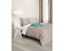 Mistral Home - DEKBEDOVERTREK - percale - 240 x 220 cm + 2x 65 x 65 cm - lits-jumeaux - effen kleur - beige