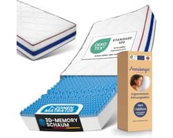 Arensberger RELAXX matras 180 x 200 cm – 7-Zone Omkeerbaar Koudschuim Matras met 3D Memory Foam, H4/H3/H2 Gemengde Hardheid en Optimale Drukverlaging - Gel Matras – 180cm x 200cm x 25cm