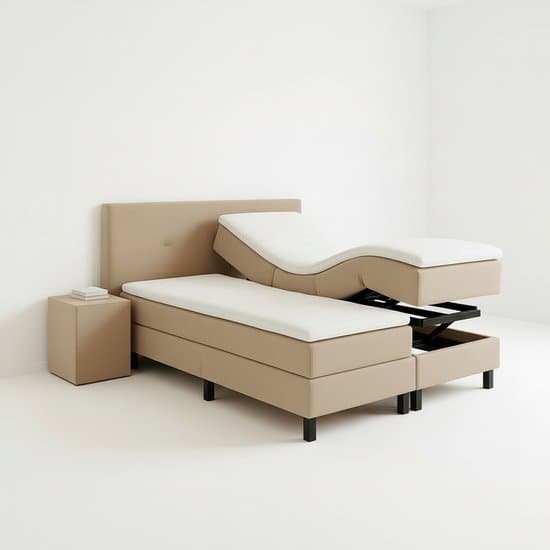 Boxspring VitaLift – Hoog-Laag Bed 2-Persoons Elektrisch Verstelbaar 140x200 cm – Verzorgingsbed / Seniorenbed – Beige