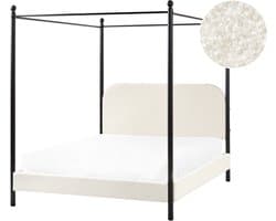 BELIANI DANNEMOIS - Tweepersoonsbed - Gebroken wit - 140x200 cm - Bouclé