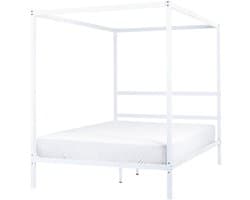 BELIANI LESTARDS - Hemelbed - Wit - 140 x 200 cm - Staal